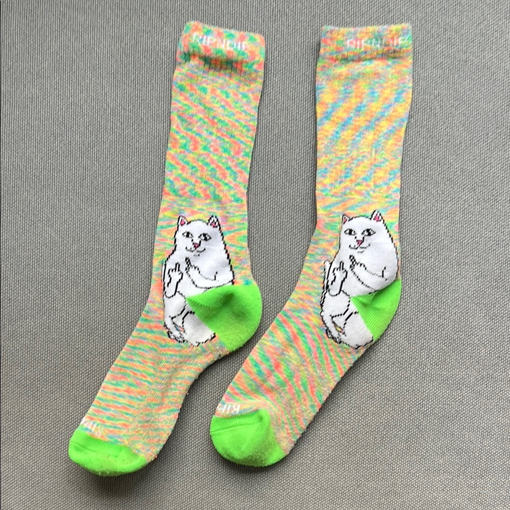 Rip N Dip Colorful Cat Graphic Socks